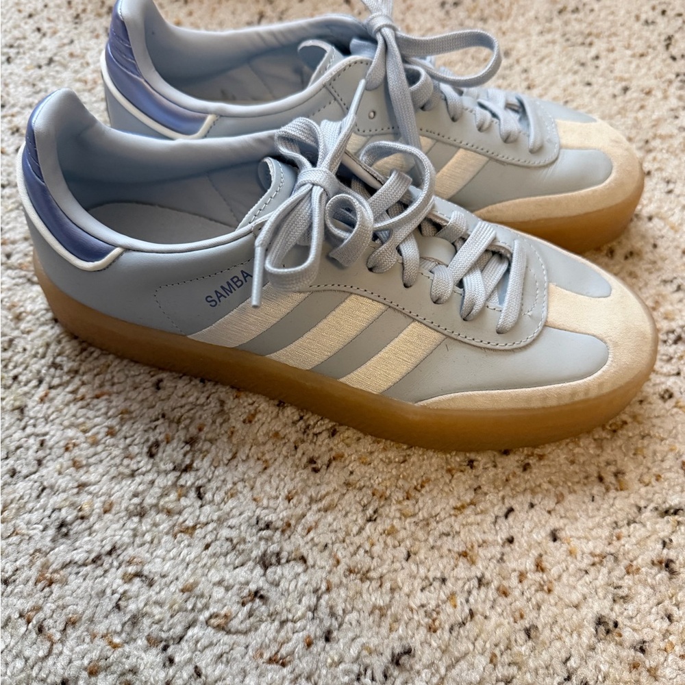 Adidas Samba in Soft Blue and White